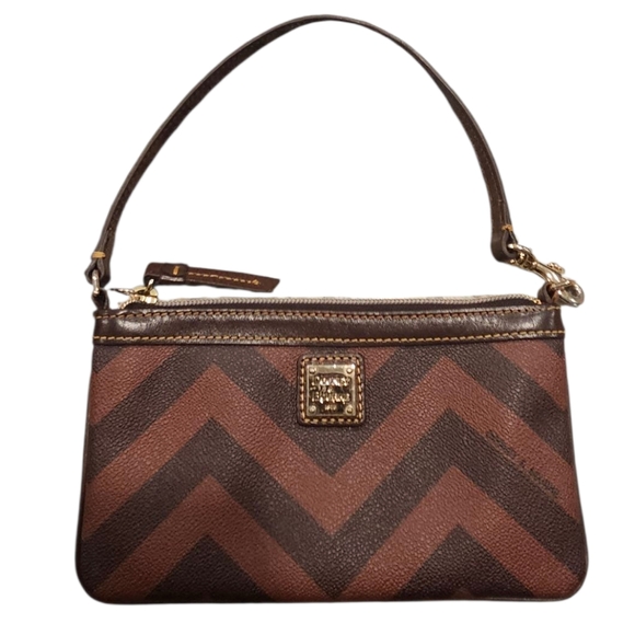 Dooney & Bourke Handbags - Dooney & Bourke Brown Chevron Wristlet